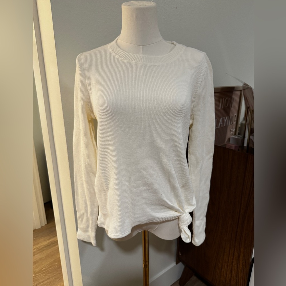 Ivory Round Neck Long Sleeve ribbed from madewell with tag, size medium